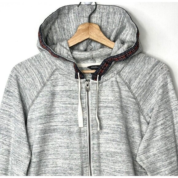 Eddie Bauer Womens Jacket Lightweight Full Zip Aztec Hooded Pockets Gray XL - Picture 3 of 16